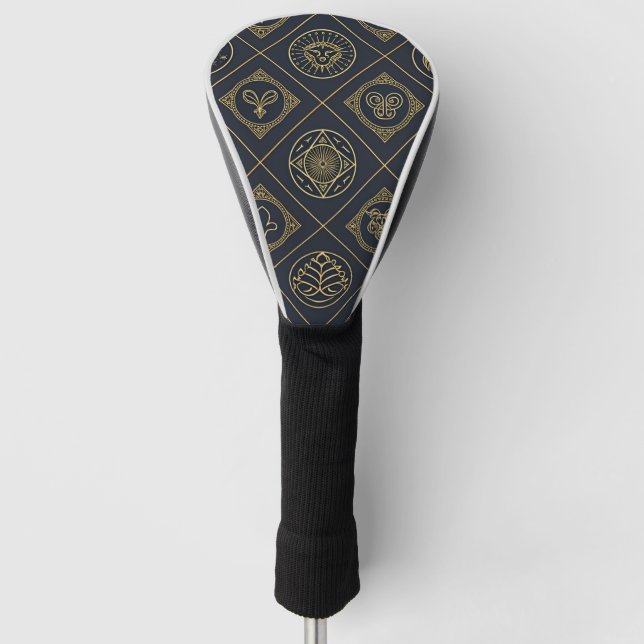 Schwarzes Gold Sternzeichen (2) Golf Headcover (Vorderseite)