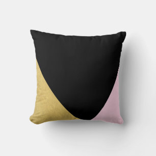 Schwarzes Gold- und Rosa-Farbblock Mod Glam Dreiec Kissen
