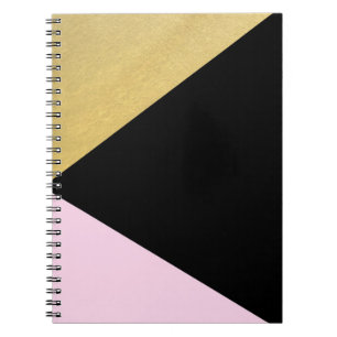 Schwarzes Gold- und Rosa-Farblock Mod-Glam-Triangl Notizblock