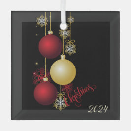 Schwarzes, Gold und Rotes Weihnachtsgebäck - Party Ornament Aus Glas