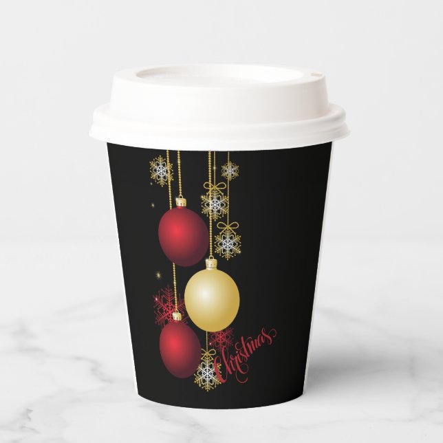 Schwarzes, Gold und Rotes Weihnachtsgebäck - Party Pappbecher (Vorderseite)
