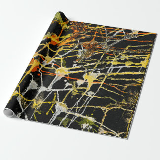 Schwarzes Gold- und Silber-Abstract-Splatter Geschenkpapier