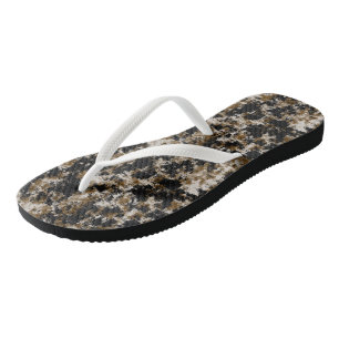 Schwarzes Gold und Weiß abstrakt Flip Flops