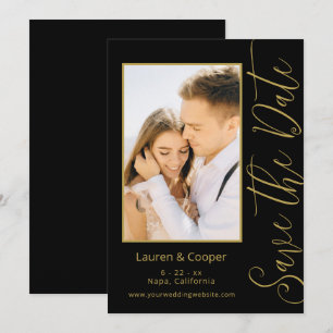 Schwarzes Gold Vertikales Skript Foto Hochzeit
