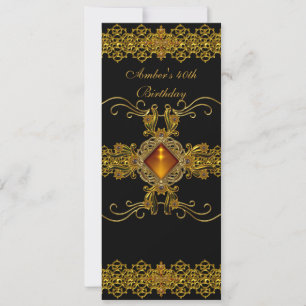 Schwarzes Gold verzierter Juwel 40. Geburtstagsfei Einladung