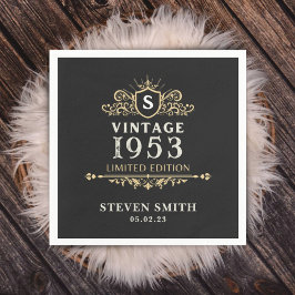 Schwarzes Gold Vintages Jahr 1953 70. Geburtstag Serviette