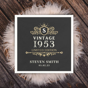 Schwarzes Gold Vintages Jahr 1953 70. Geburtstag Serviette