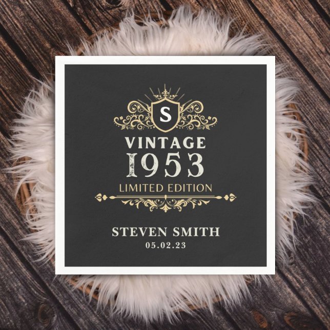 Schwarzes Gold Vintages Jahr 1953 70. Geburtstag Serviette (Von Creator hochgeladen)