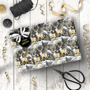 Schwarzes Gold Weihnachtsmuster#14 ID1009 Geschenkpapier