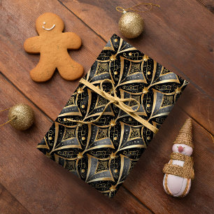 Schwarzes Gold Weihnachtsmuster#15 ID1009 Geschenkpapier