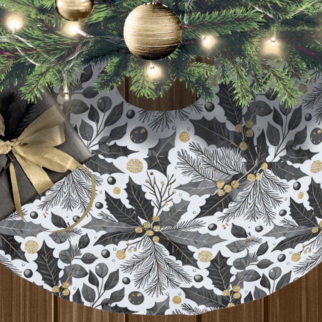 Schwarzes Gold Weihnachtsmuster#17 ID1009 Polyester Weihnachtsbaumdecke (Von Creator hochgeladen)
