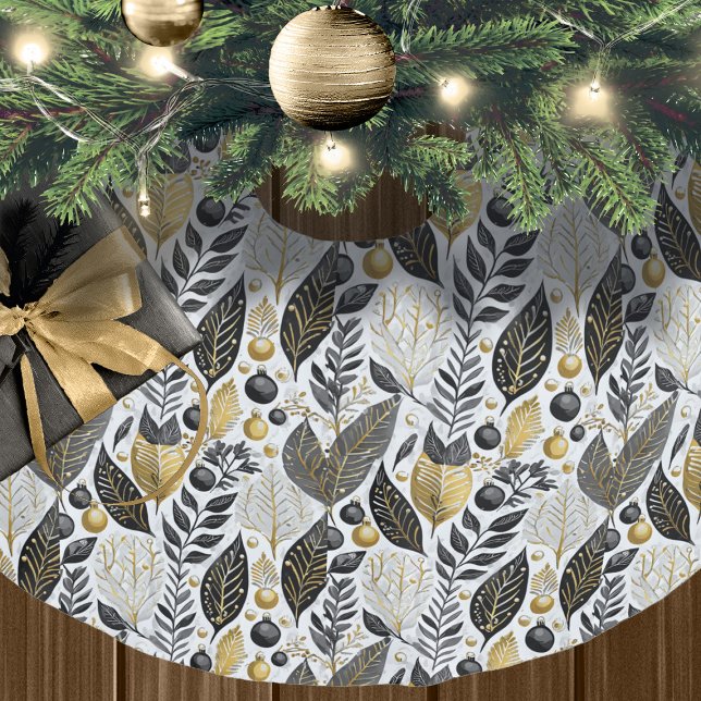 Schwarzes Gold Weihnachtsmuster#21 ID1009 Polyester Weihnachtsbaumdecke (Von Creator hochgeladen)
