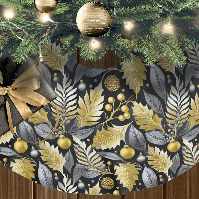 Schwarzes Gold Weihnachtsmuster#22 ID1009 Polyester Weihnachtsbaumdecke (Von Creator hochgeladen)