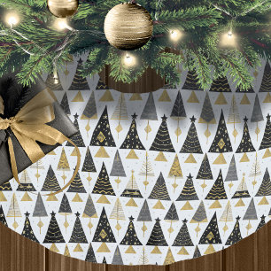 Schwarzes Gold Weihnachtsmuster#25 ID1009 Polyester Weihnachtsbaumdecke