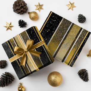 Schwarzes Gold Weihnachtsmuster#27 ID1009 Geschenkpapier