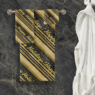 Schwarzes Gold Weihnachtsmuster#28 ID1009 Badhandtuch Set