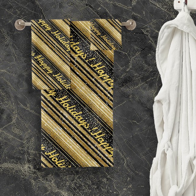 Schwarzes Gold Weihnachtsmuster#28 ID1009 Badhandtuch Set (Von Creator hochgeladen)