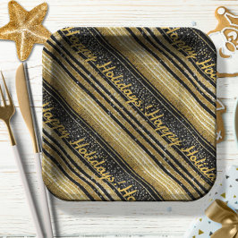 Schwarzes Gold Weihnachtsmuster#28 ID1009 Pappteller