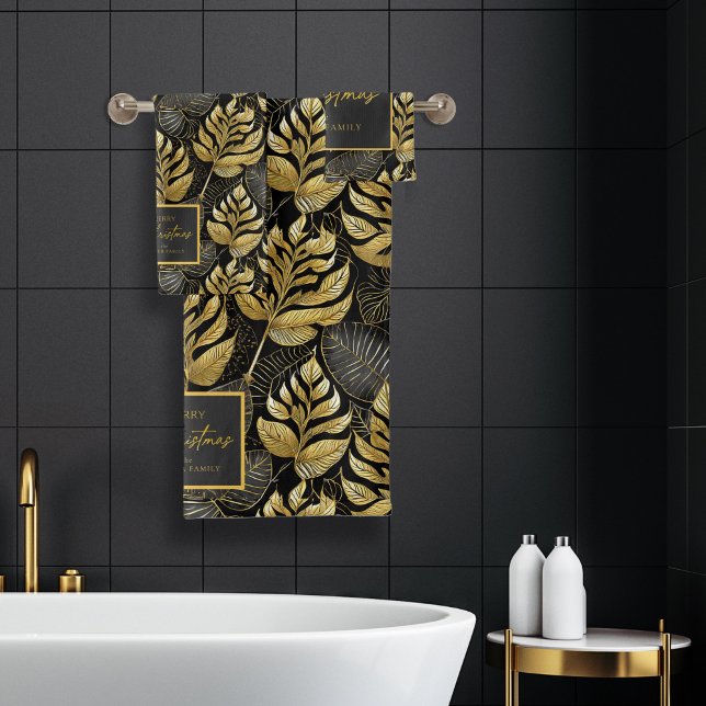 Schwarzes Gold Weihnachtsmuster#29 ID1009 Badhandtuch Set (Von Creator hochgeladen)