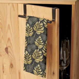 Schwarzes Gold Weihnachtsmuster#29 ID1009 Geschirrtuch