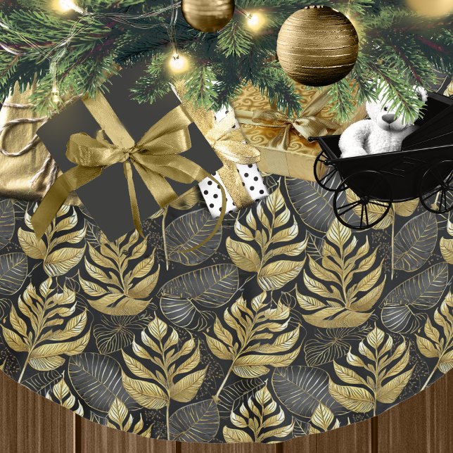 Schwarzes Gold Weihnachtsmuster#29 ID1009 Polyester Weihnachtsbaumdecke (Von Creator hochgeladen)