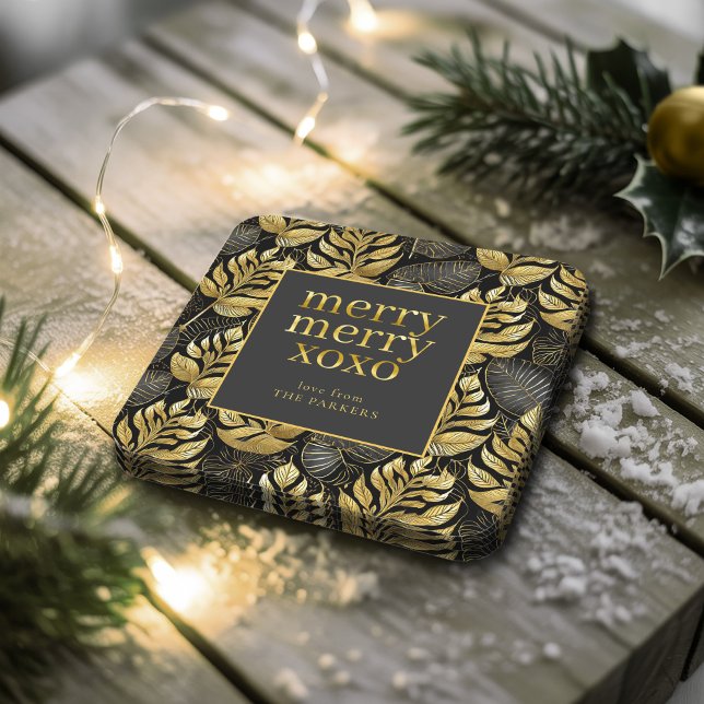 Schwarzes Gold Weihnachtsmuster#29 ID1009 Rechteckiger Pappuntersetzer (Von Creator hochgeladen)