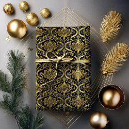 Schwarzes Gold Weihnachtsmuster#30 ID1009 Geschenkpapier