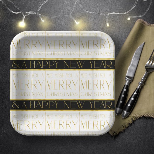 Schwarzes Gold Weihnachtsmuster#35 ID1009 Pappteller (Von Creator hochgeladen)