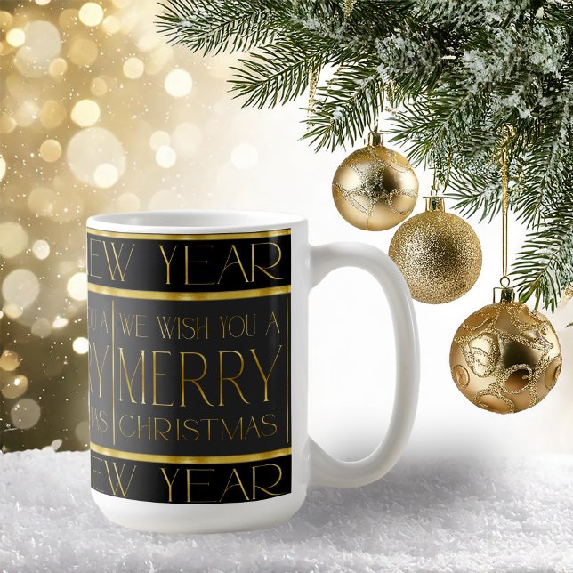 Schwarzes Gold Weihnachtsmuster#35b ID1009 Kaffeetasse (Von Creator hochgeladen)