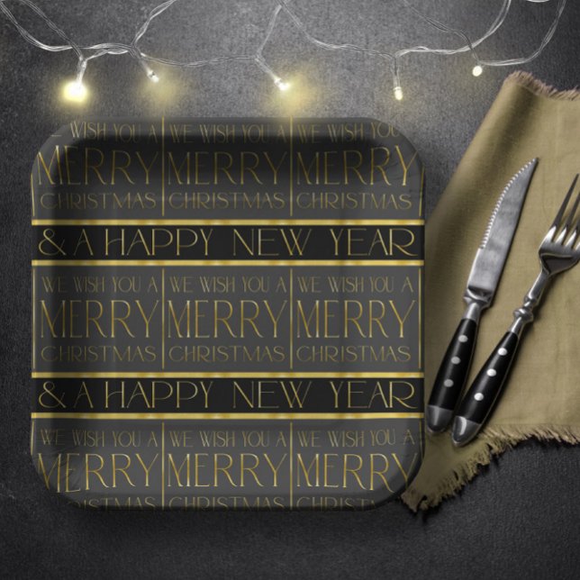 Schwarzes Gold Weihnachtsmuster#35b ID1009 Pappteller (Von Creator hochgeladen)