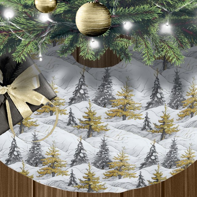 Schwarzes Gold Weihnachtsmuster#4 ID1009 Polyester Weihnachtsbaumdecke (Von Creator hochgeladen)