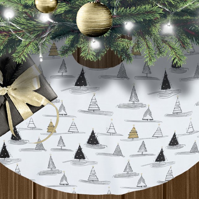 Schwarzes Gold Weihnachtsmuster#5 ID1009 Polyester Weihnachtsbaumdecke (Von Creator hochgeladen)