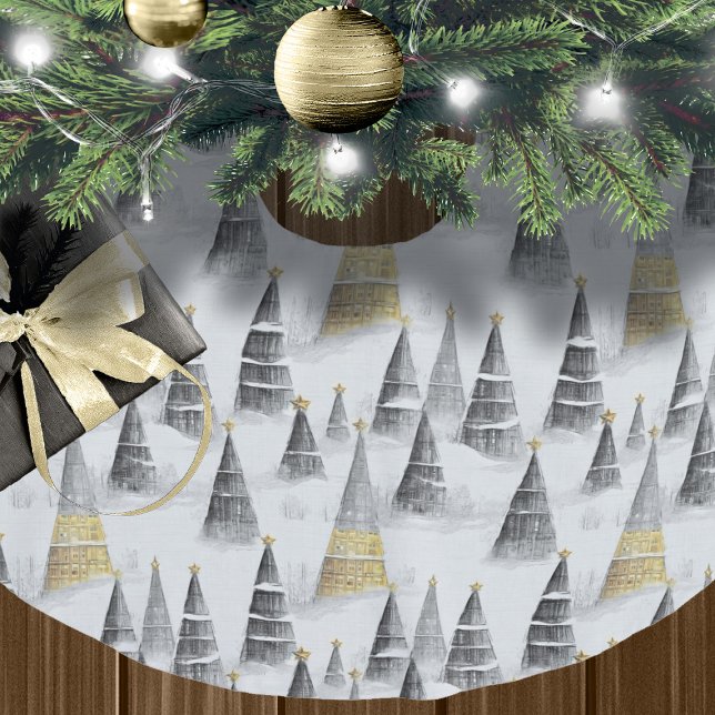 Schwarzes Gold Weihnachtsmuster#8 ID1009 Polyester Weihnachtsbaumdecke (Von Creator hochgeladen)