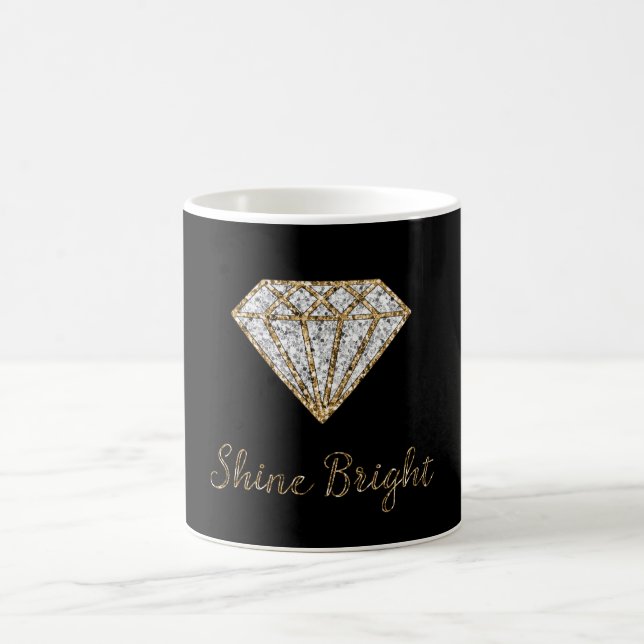 Schwarzes Gold Weißer Funkel Diamant Kaffeetasse (Mittel)