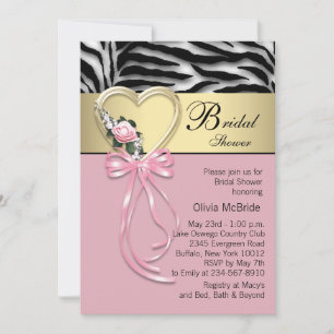 Schwarzes Gold Zebra Rosa Zebra Brautdusche Einladung