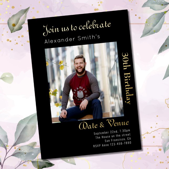 Schwarzes Gold zum 30. Geburtstag Folieneinladung (Von Creator hochgeladen)