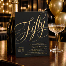 Schwarzes Gold zum 50. Geburtstag Elegante Kalligr