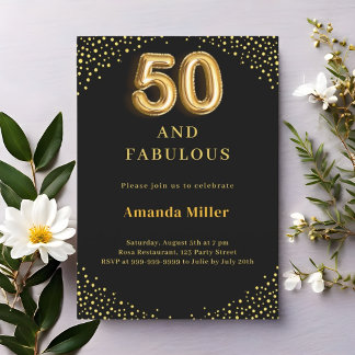 Schwarzes Gold zum 50. Geburtstag fabulous Einladung