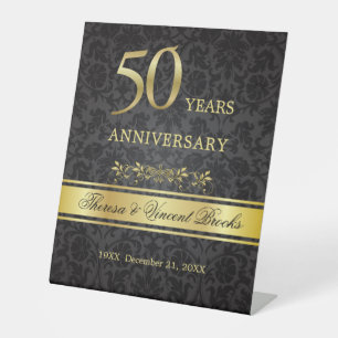 Schwarzes Gold zum 50. Jahrestag der Hochzeit Sockelschild
