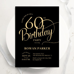 Schwarzes Gold zum 60. Geburtstag Elegantes Skript Einladung