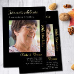 Schwarzes Gold zum 80. Geburtstag<br><div class="desc">Feiern Sie mit diesen personalisierten Einladungen zum 80. Geburtstag einen besonderen Meilenstein im Stil. Dieses individuelle Party lädt mit einem luxuriösen Schwarz- und Goldfoliendesign ein,  in dem Sie ein besonderes Foto des Ehrengästs genießen können. Mit einem eleganten und eleganten Look sind diese Einladungen perfekt für einen gelungenen Geburtstag.</div>