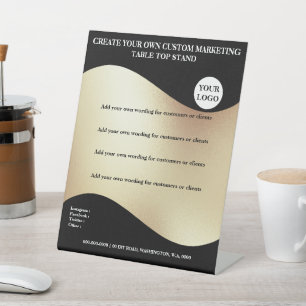 Schwarzes Goldbanner mit Logo-Desktop-Büro 8x10 Sockelschild