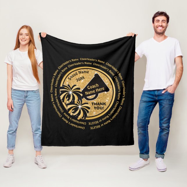 Schwarzes, GoldCheerleading Zug-Geschenke, Fleecedecke (Beispiel)