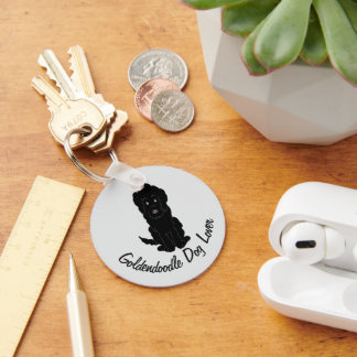 Schwarzes Goldendoodle-Design mit beliebigem Hinte Schlüsselanhänger