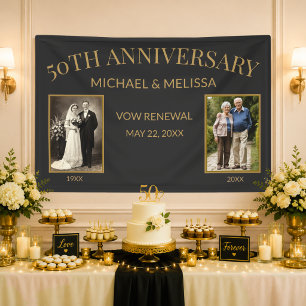Schwarzes & goldenes Banner zur 50. Hochzeitsjubil