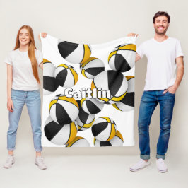 Schwarzes goldenes Basketballteam färbt Sportdekor Fleecedecke