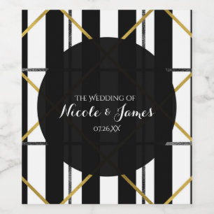 Schwarzes & Goldenes Chic Glamour Geometrisches El Weinetikett