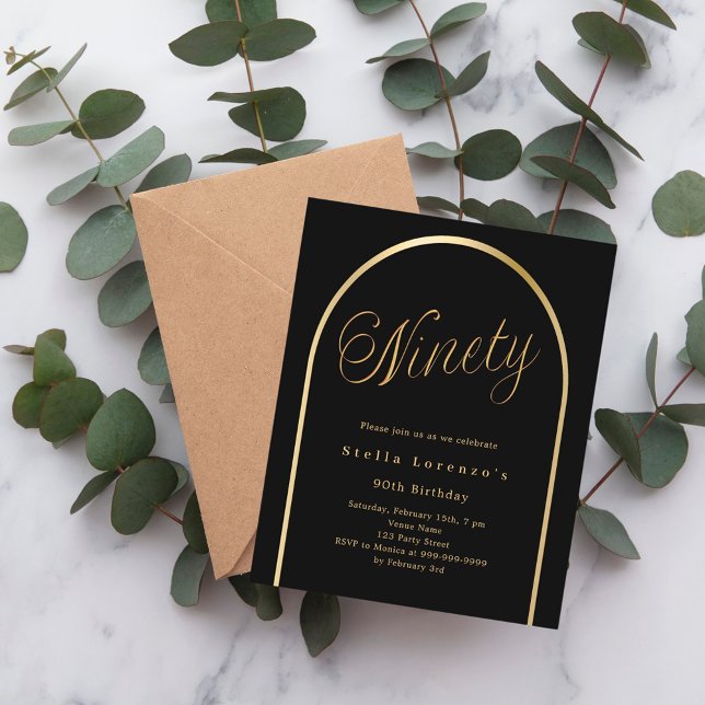 Schwarzes goldenes Drehbuch Einladung zum 90. Gebu (Von Creator hochgeladen)