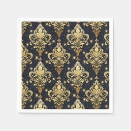 Schwarzes & goldenes funkelndes königliches floral serviette