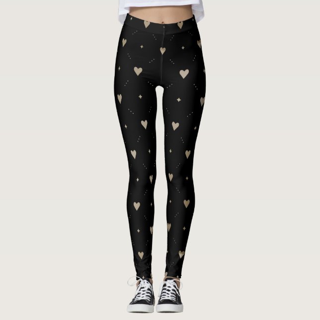 Schwarzes goldenes Herz - Leggings (Vorderseite)